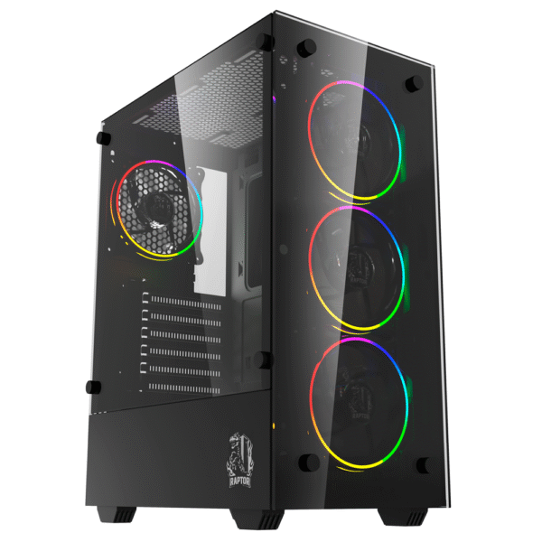 Gabinete Raptor Sentinel TG Mid-Tower RGB Fan x4 w/button control
