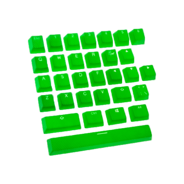 SET 31 TECLAS DUCKY VERDE GOMA RUGOSAS GAMER TRASLUCIDAS
