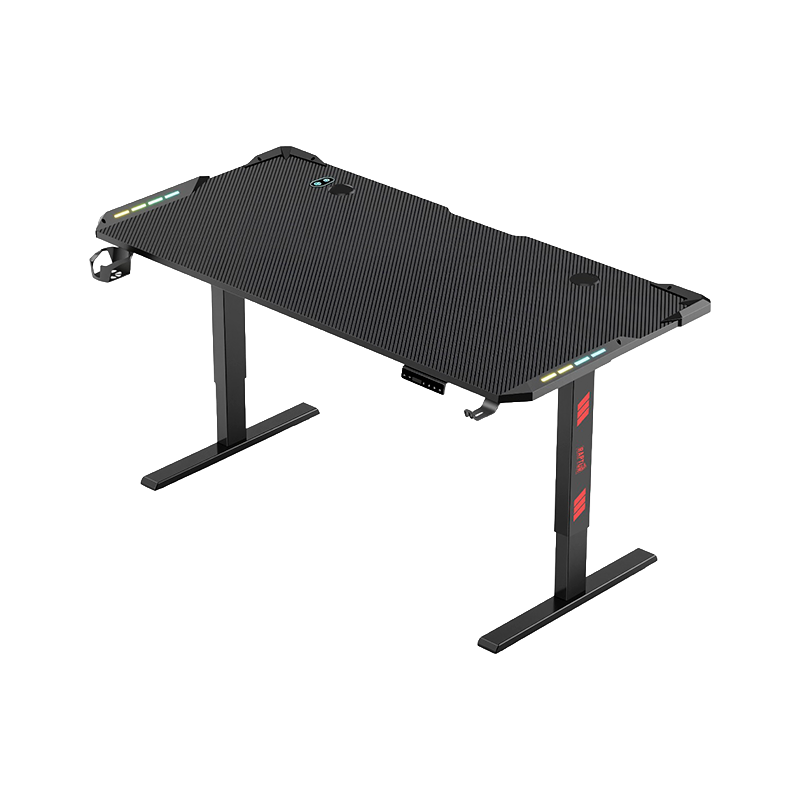 ESCRITORIO GAMER RAPTOR GLOW STATION RGB C/ELEVACIÓN H/80KG C/PORTAVASOS + PORTA AURICULAR
