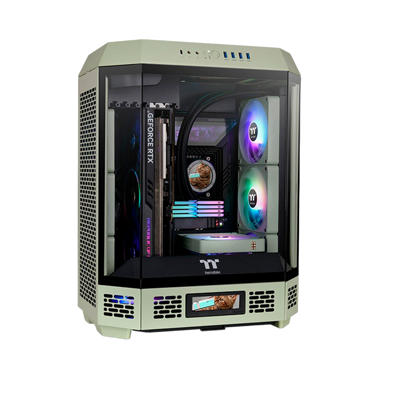 GABINETE THERMALTAKE THE TOWER 600 TG X2 FANS MATCHA GREEN