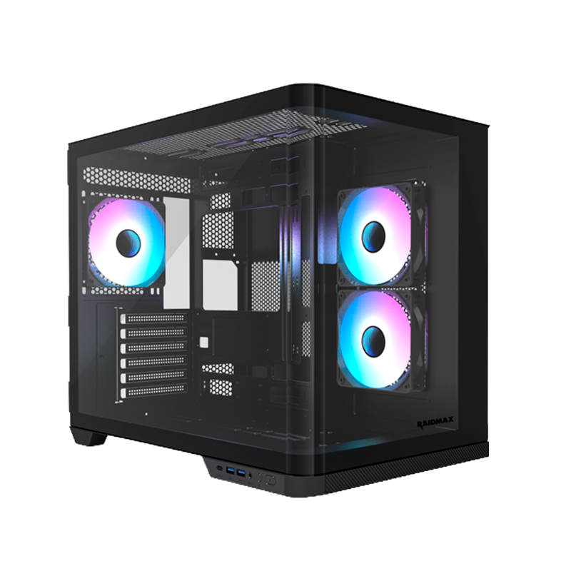 GABINETE RAIDMAX INFINITA I630 FISHTANK CURVED X3 FANS ARGB BLACK ATX