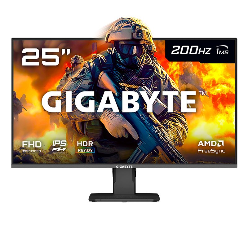 MONITOR GAMER GIGABYTE 25" 200HZ FHD 1MS SS IPS GAMING HDR GS25F2