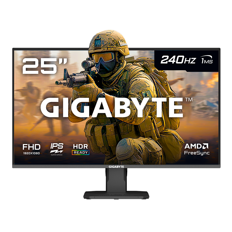 MONITOR GAMER GIGABYTE 25" 240HZ FHD 1MS SS IPS GAMING HDR GS25F2A