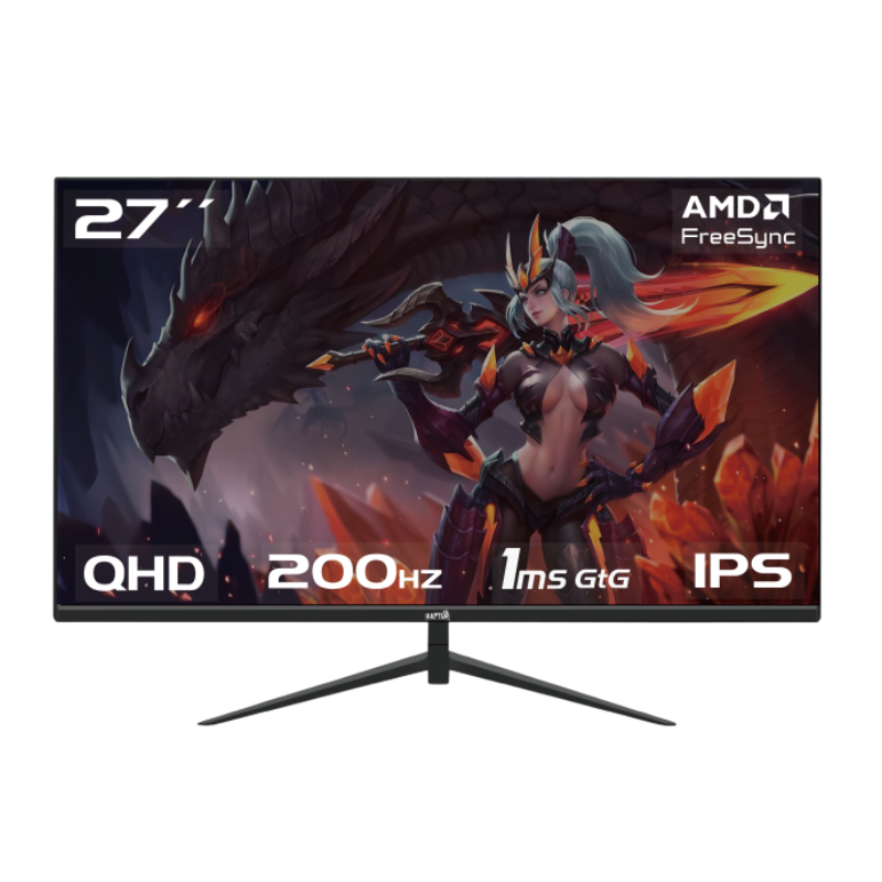 MONITOR GAMER RAPTOR 27" 200HZ 1440P QHD IPS 1MS FRAMELESS HAWK EYE