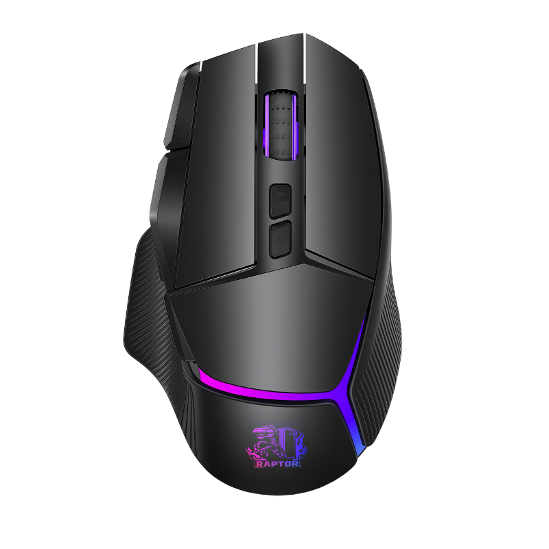 MOUSE RAPTOR STORM GRIP WIRELESS 9 BOTONES 24000 DPI RETROILUMINADO C/SOFT BLACK